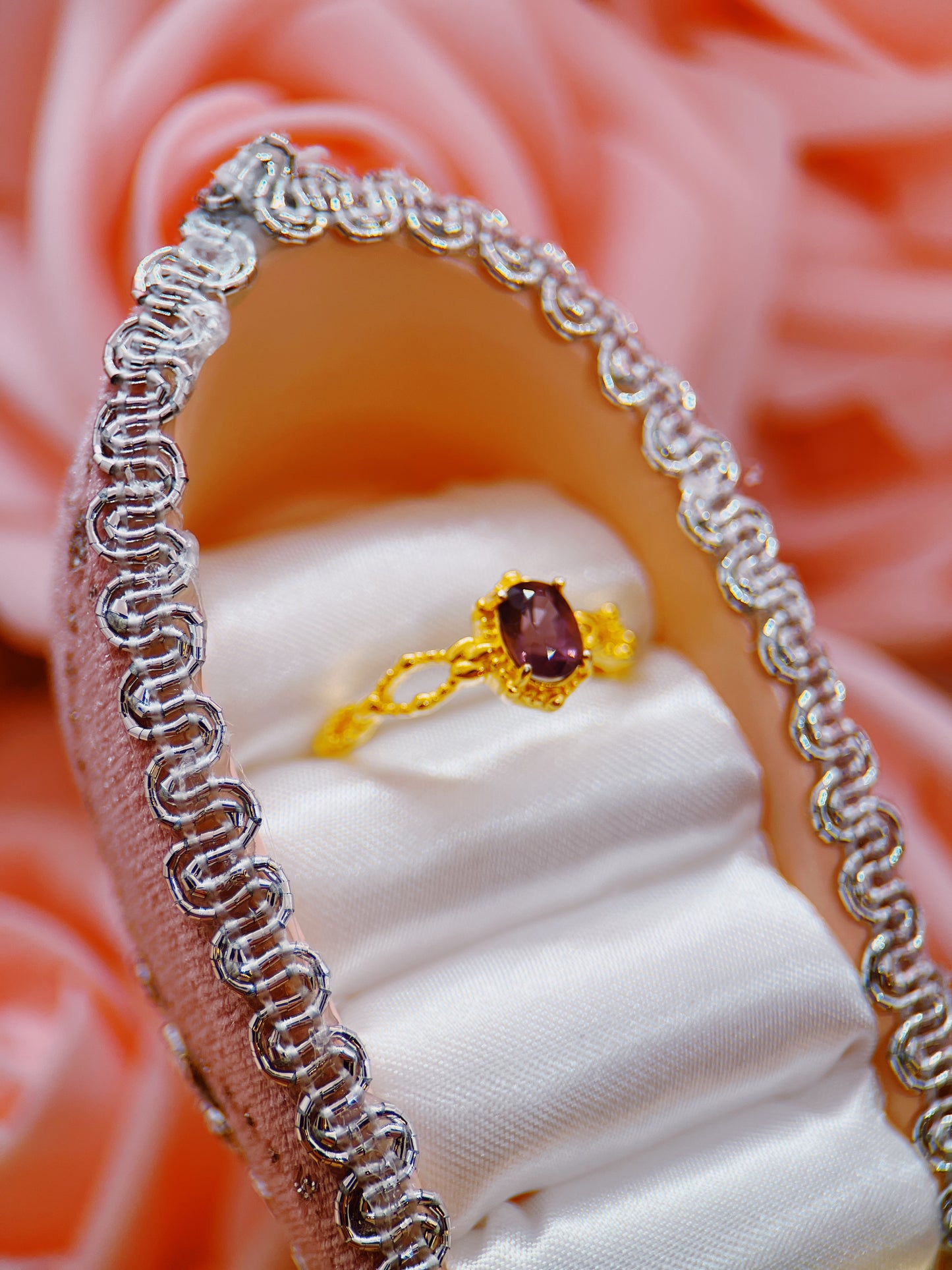 Violet Devotion Purple Spinel Ring in Gold Plated Sterling Silver - Aphrodite’s Winter Glow