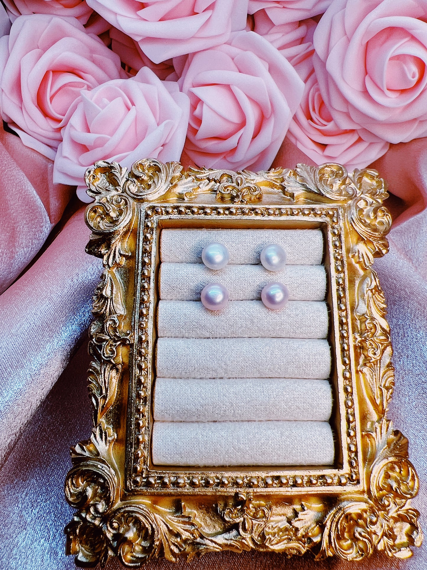 Aphrodite’s Tender Touch 6.5-7 m Pink Freshwater Half Button Pearl Stud Earrings - Aphrodite’s Winter Glow