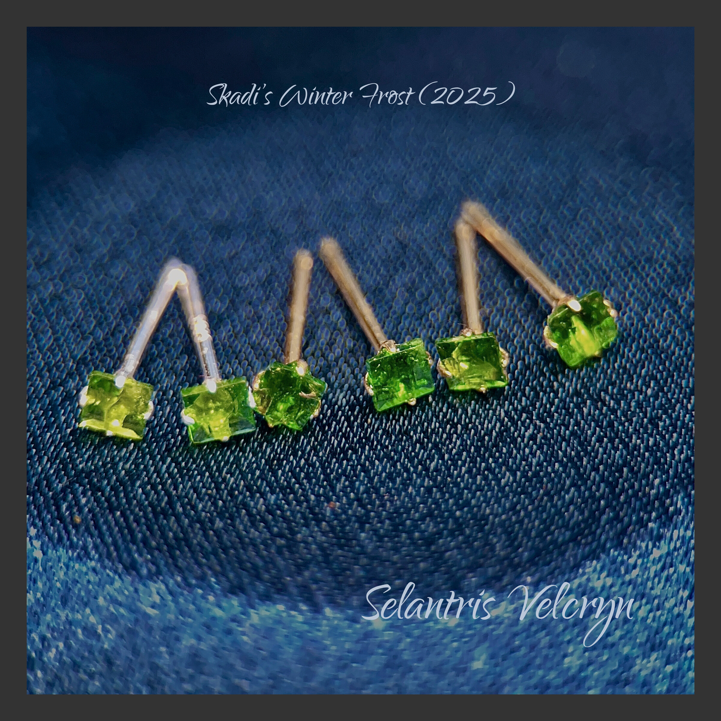 Chrome Diopside 3mm Carré Stud Earrings | Skadi's Winter Frost