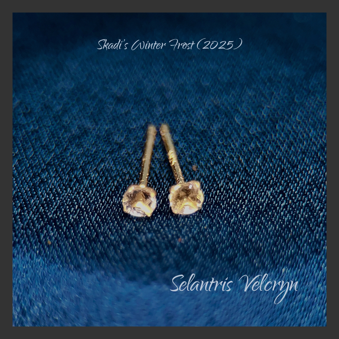 Frosted Petals | Soft Peach Morganite 3 mm Round Stud Earrings in 14k gold plated 925 sterling silver | Skadi's Winter Frost