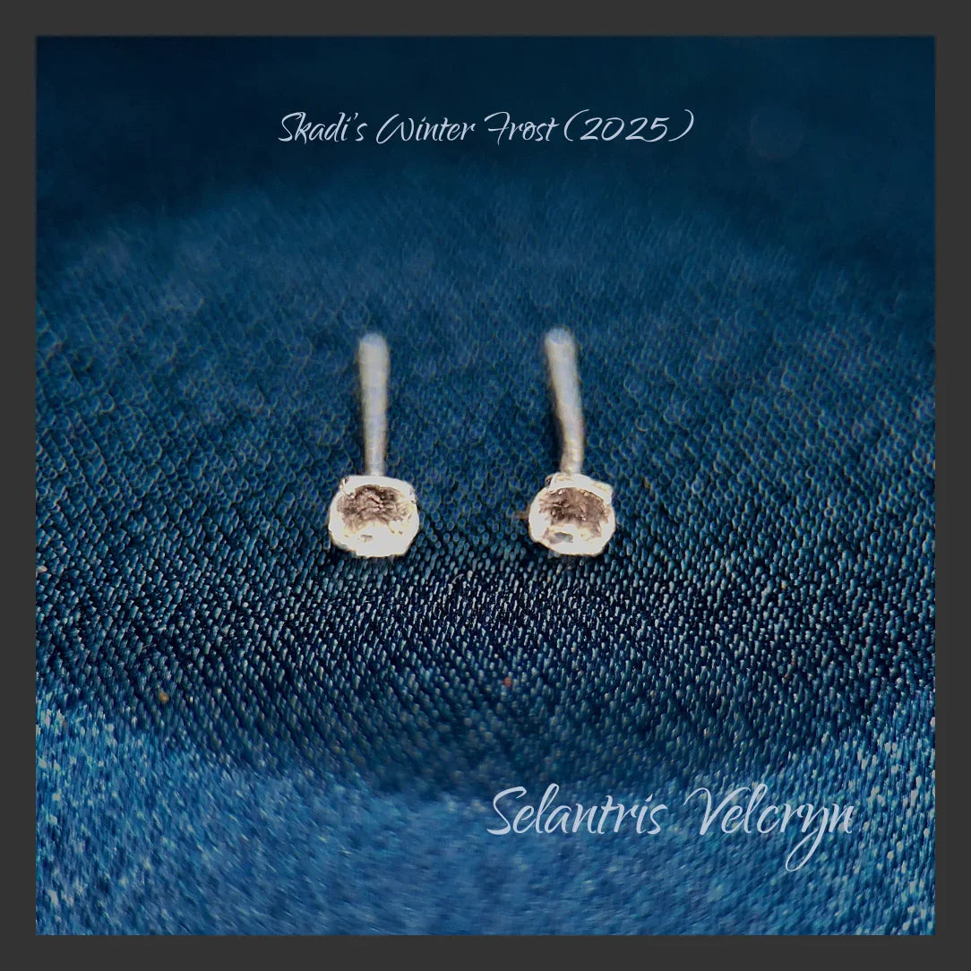 Frosted Clarity | White Topaz 2.5 mm VVS Round Stud Earrings in Sterling Silver | Skadi's Winter Frost