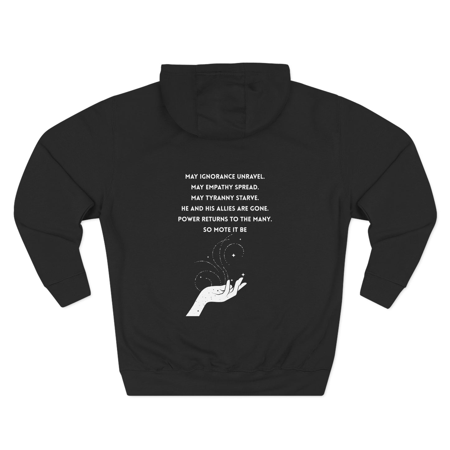 Witches Against Fascism Fleece Hoodie — 'Spell' Back Graphic