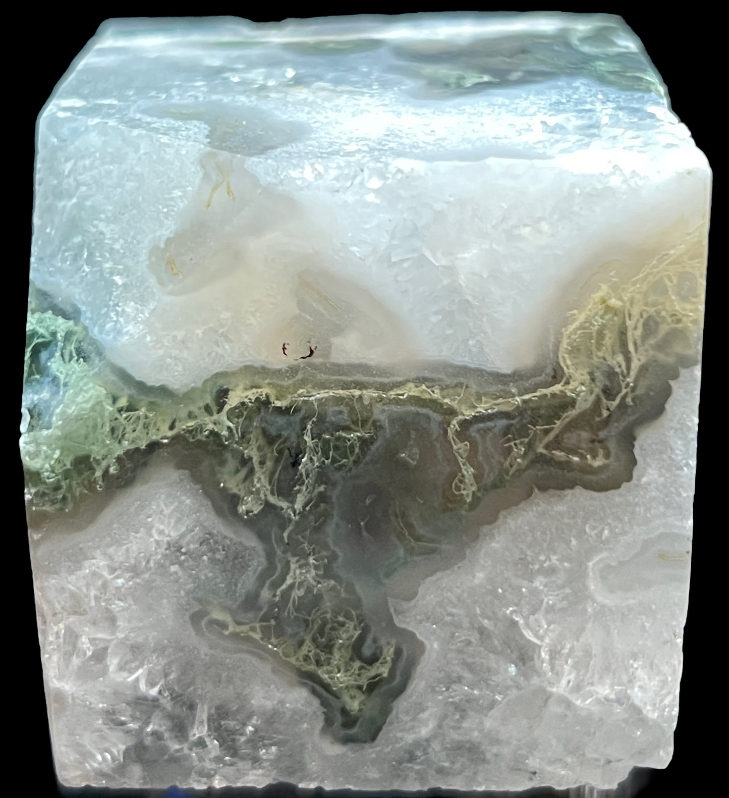 Aphrodite’s Garden Stone - Moss Agate Dendritic Druzy Specimen – Aphrodite’s Winter Glow