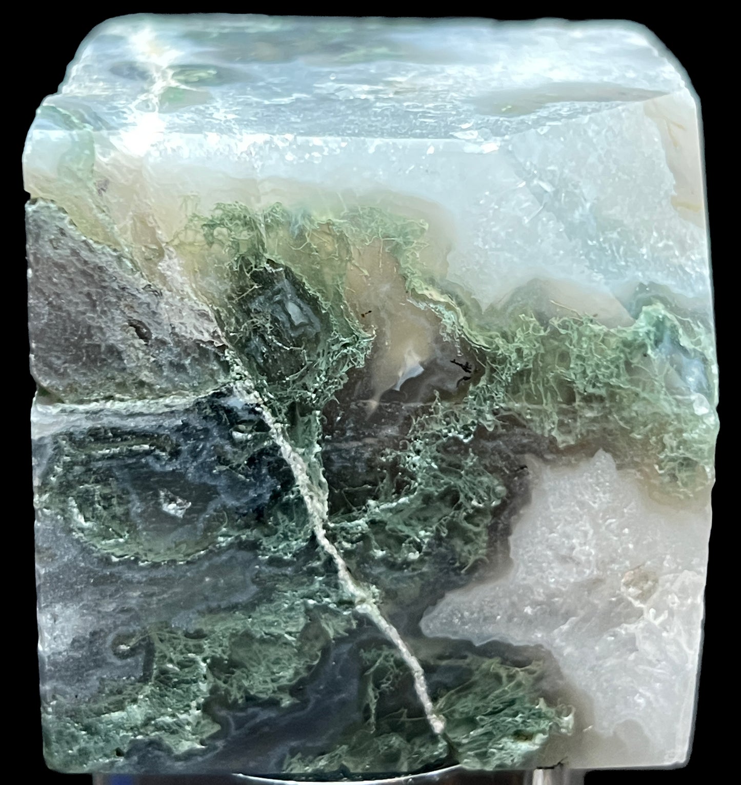 Aphrodite’s Garden Stone - Moss Agate Dendritic Druzy Specimen – Aphrodite’s Winter Glow