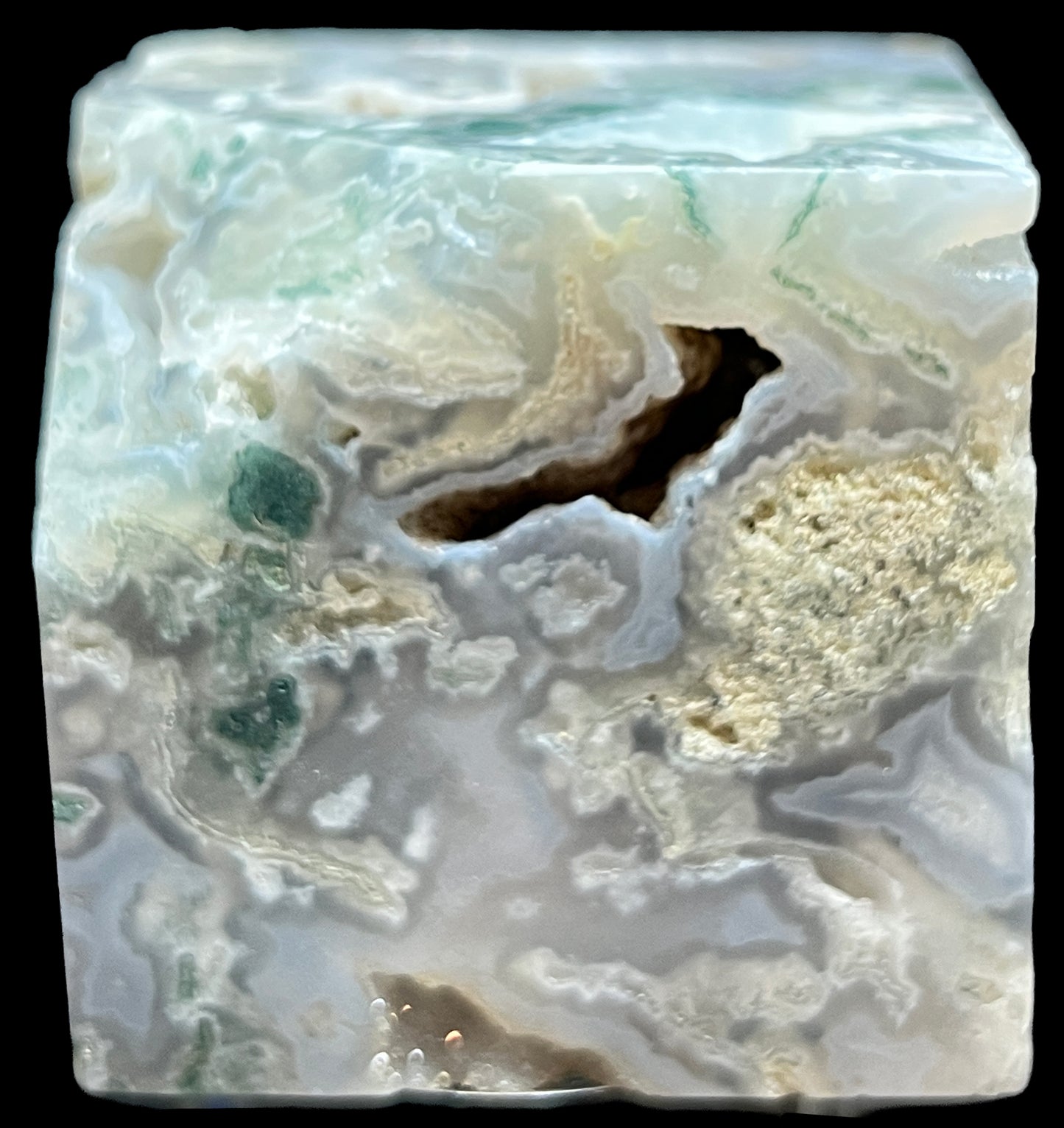 Aphrodite’s Garden Stone - Moss Agate Dendritic Druzy Specimen – Aphrodite’s Winter Glow