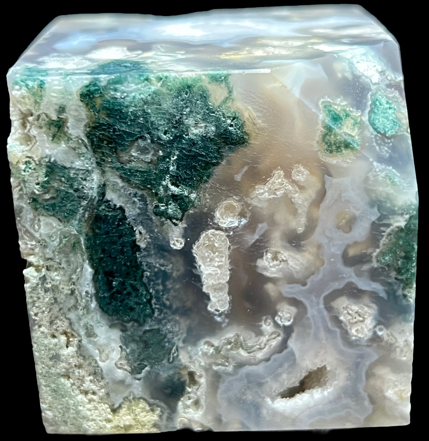 Aphrodite’s Garden Stone - Moss Agate Dendritic Druzy Specimen – Aphrodite’s Winter Glow