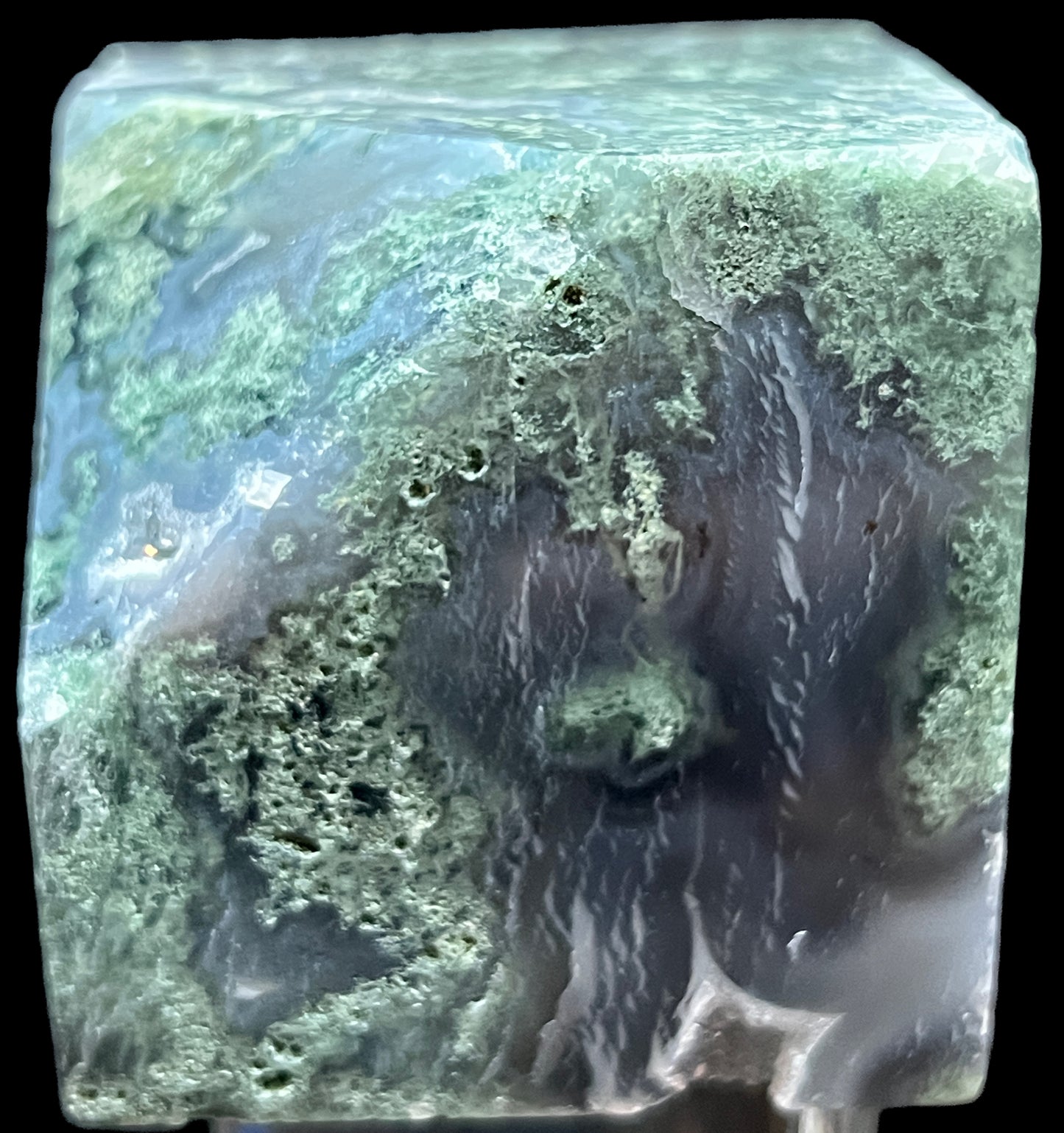 Aphrodite’s Garden Stone - Moss Agate Dendritic Druzy Specimen – Aphrodite’s Winter Glow