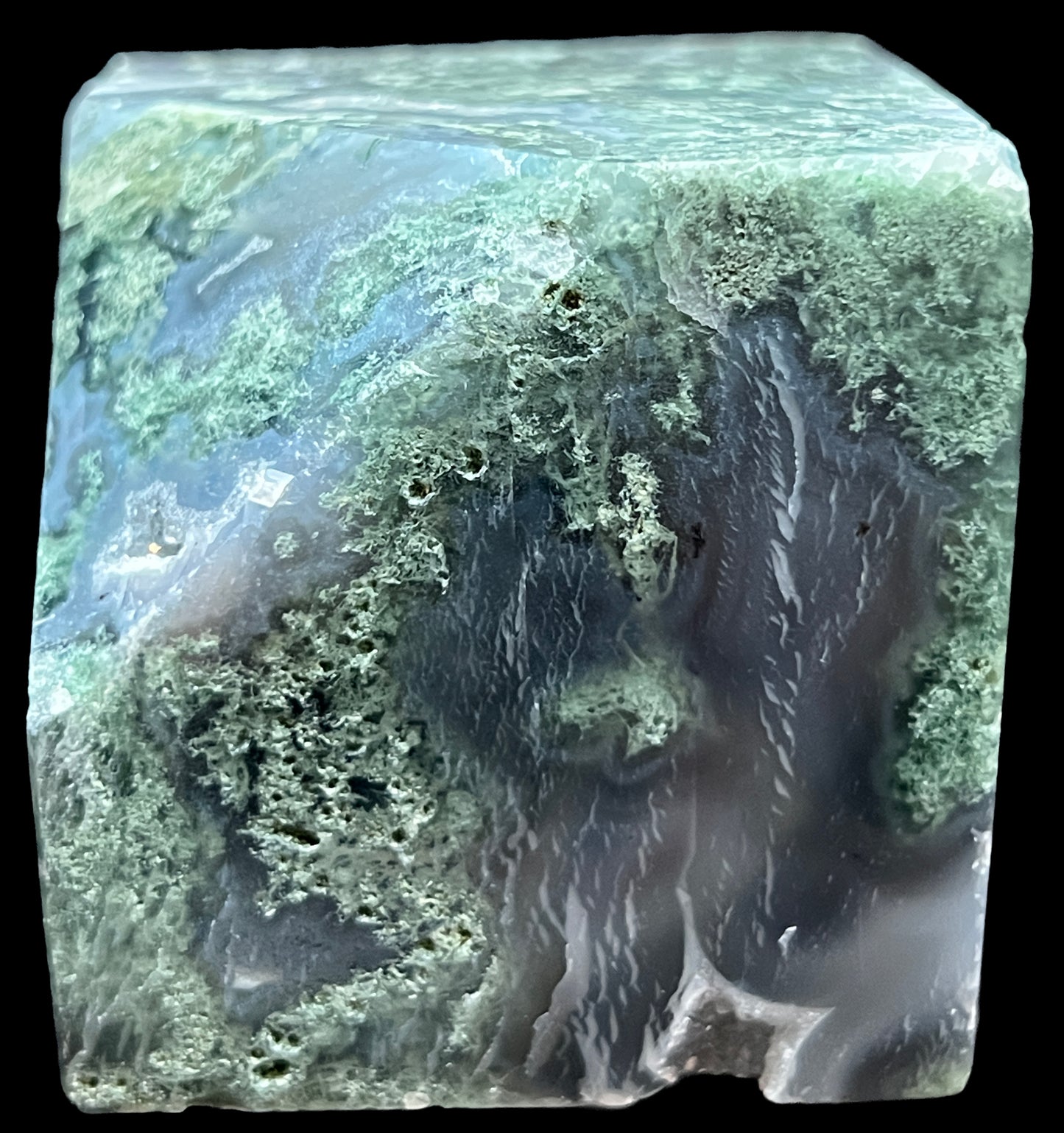 Aphrodite’s Garden Stone - Moss Agate Dendritic Druzy Specimen – Aphrodite’s Winter Glow