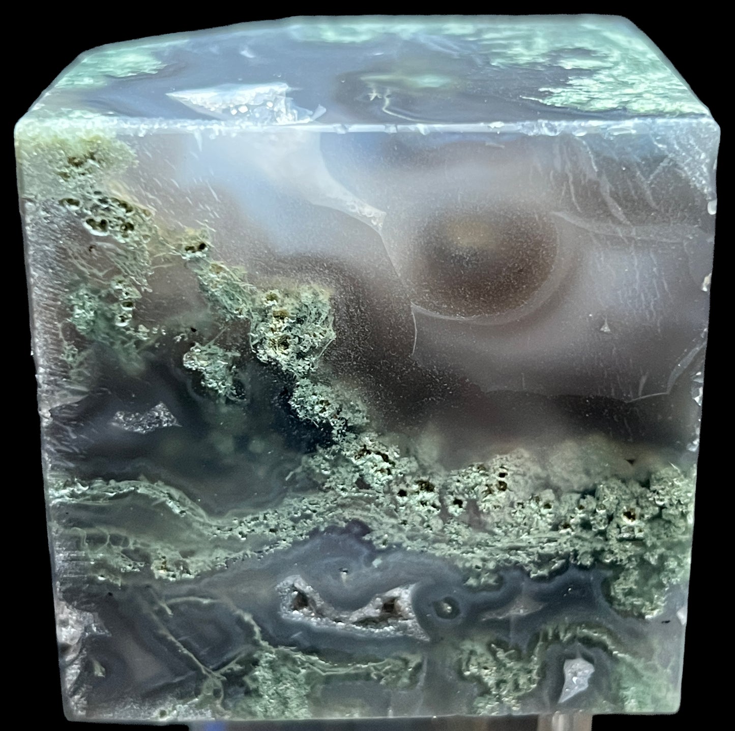 Aphrodite’s Garden Stone - Moss Agate Dendritic Druzy Specimen – Aphrodite’s Winter Glow