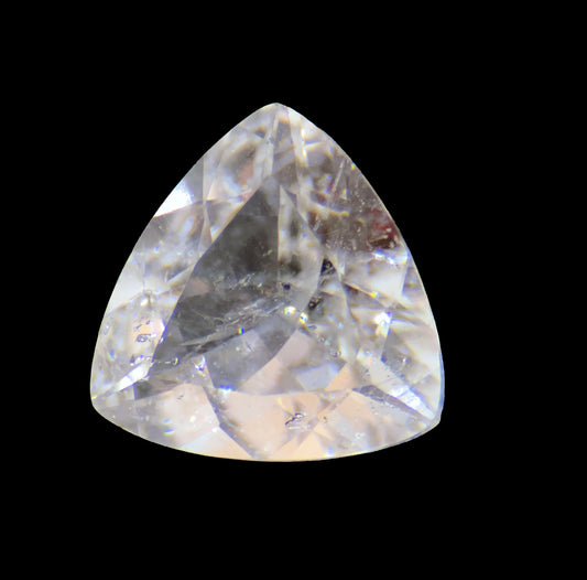 Trillion-cut Danburite on a black background
