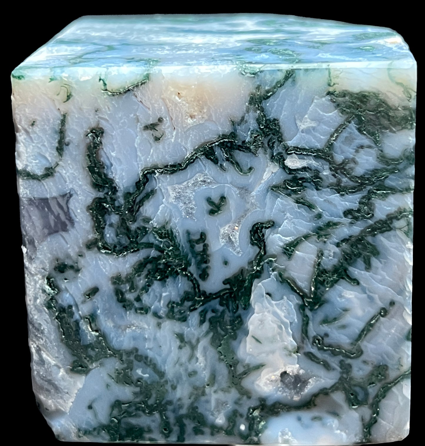 Aphrodite’s Garden Stone - Moss Agate Dendritic Druzy Specimen – Aphrodite’s Winter Glow