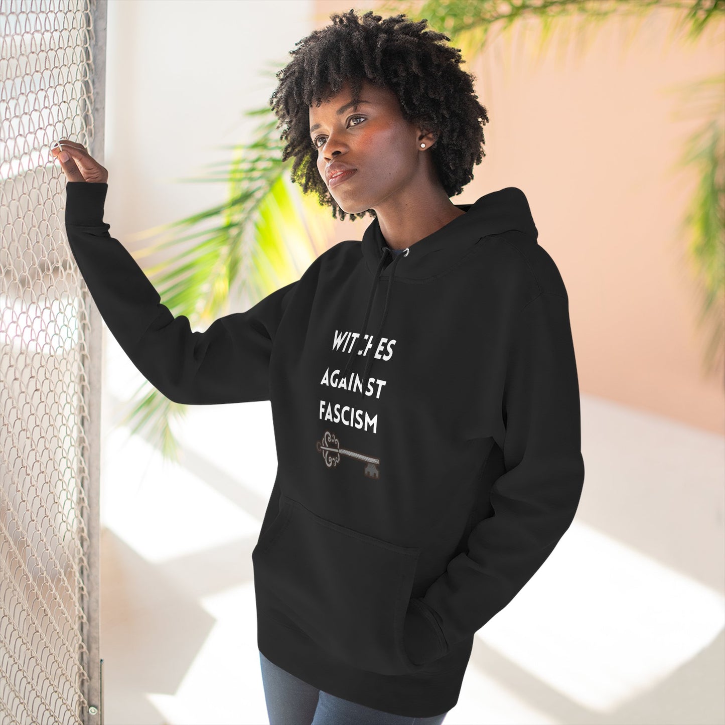 Witches Against Fascism Fleece Hoodie — 'Spell' Back Graphic