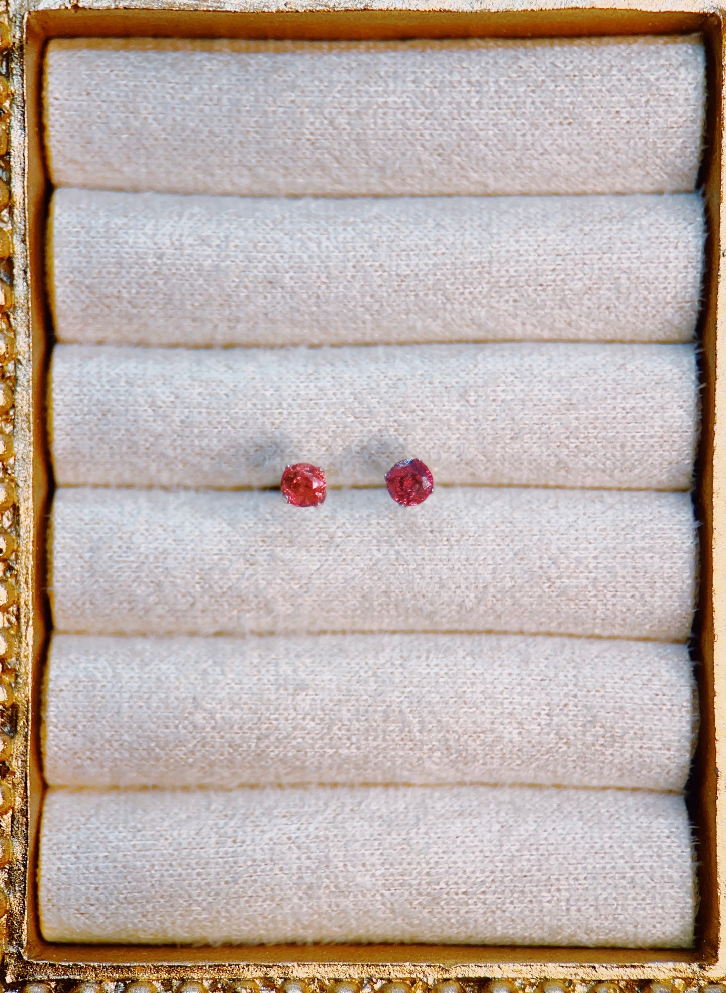 Aphrodite’s Chosen Pink Sapphire Stud Earrings 3 mm - Aphrodite’s Winter Glow