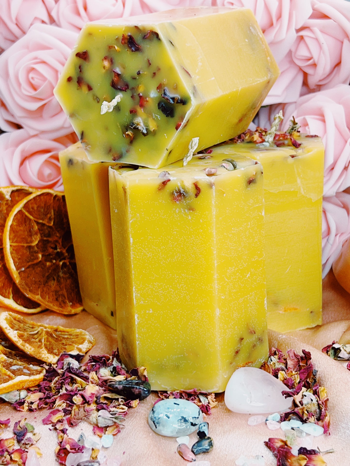 Pure Beeswax Hexagonal Pillar Candle 100% Hand Poured Natural Beeswax - Aphrodite’s Winter Glow