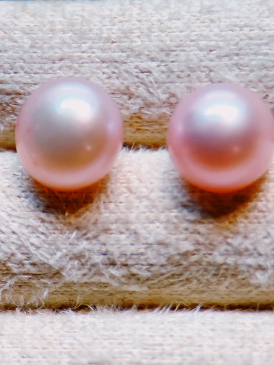 Aphrodite’s Tender Touch 6.5-7 m Pink Freshwater Half Button Pearl Stud Earrings - Aphrodite’s Winter Glow