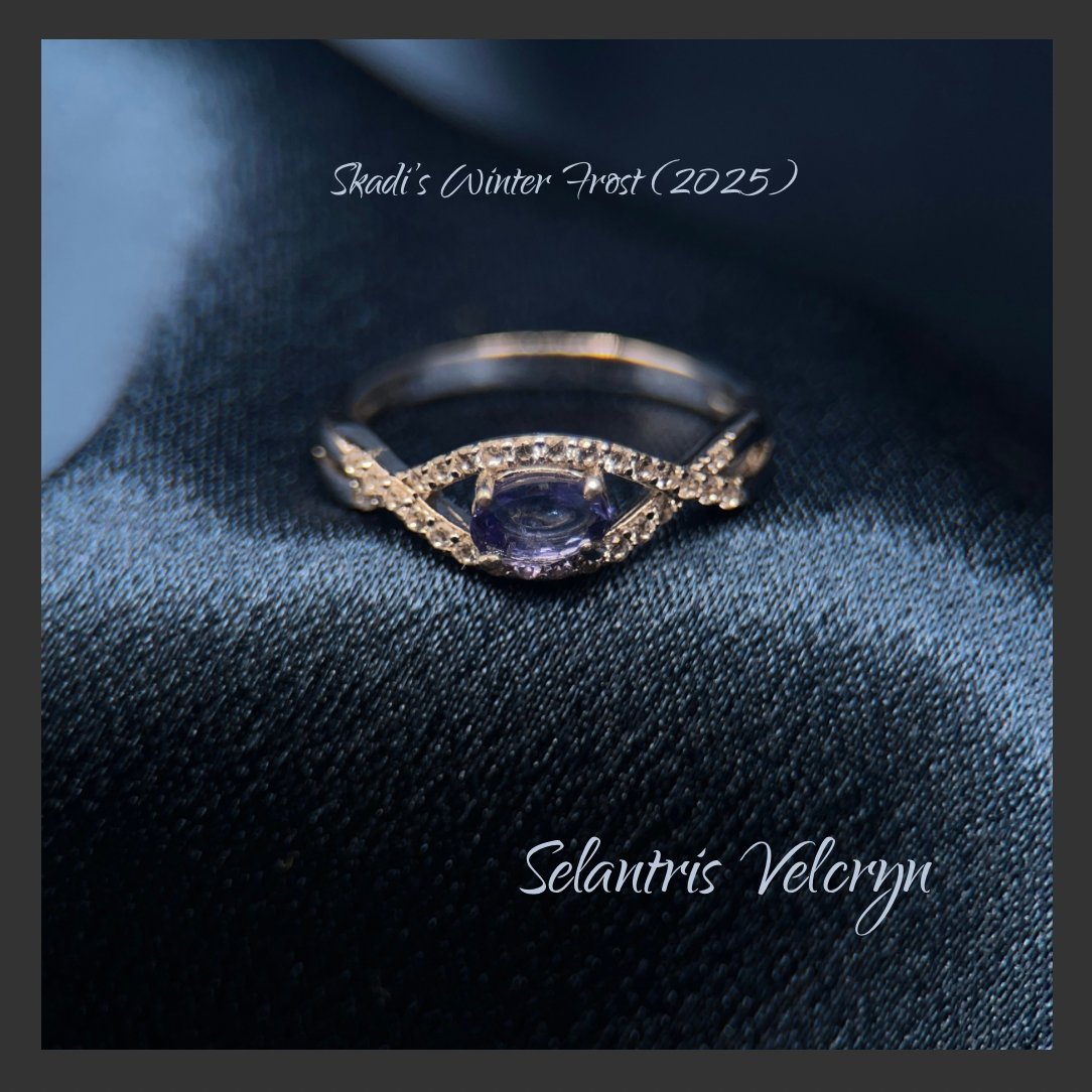 Clarity’s Gaze | Blue Tanzanite Infinity Eye Ring .53 cts in Sterling Silver | Skadi's Winter Frost