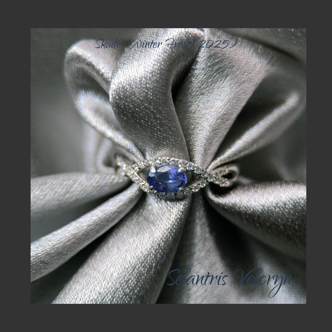Clarity’s Gaze – .53ct Blue Tanzanite Infinity Eye Ring | Skadi’s Winter Frost