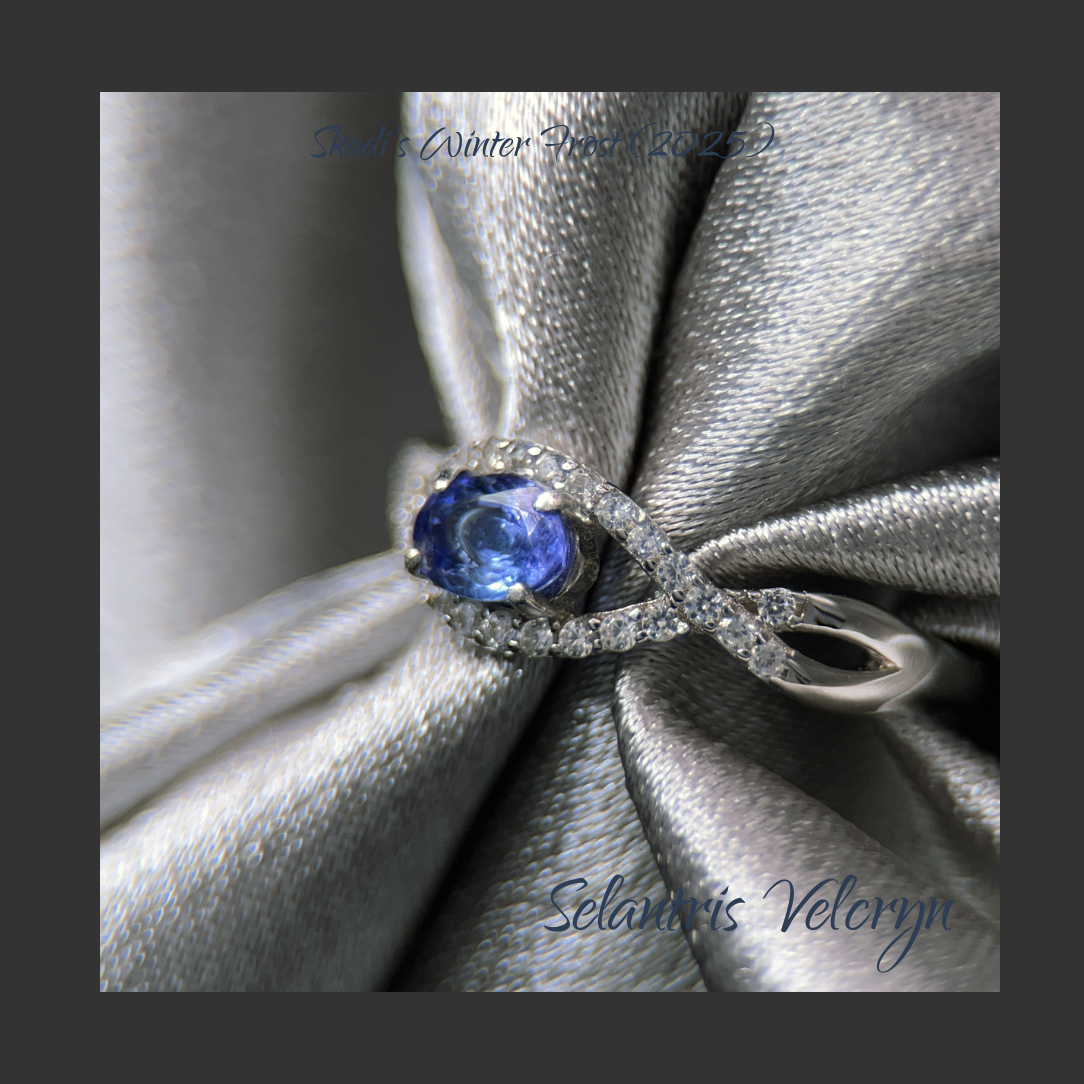 Clarity’s Gaze – .53ct Blue Tanzanite Infinity Eye Ring | Skadi’s Winter Frost