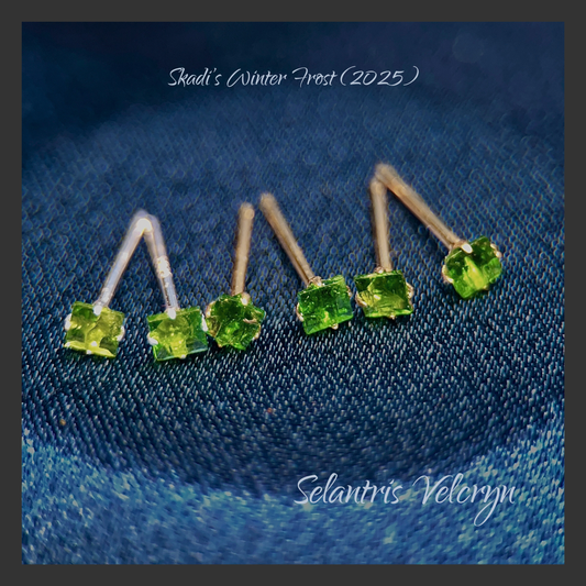 Chrome Diopside 3mm Carré Stud Earrings | Skadi's Winter Frost