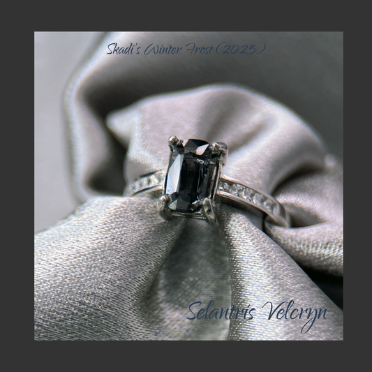 Shadow Guardian – 1.38ct Dark Purple Grey Spinel Adjustable Ring | Skadi’s Winter Frost