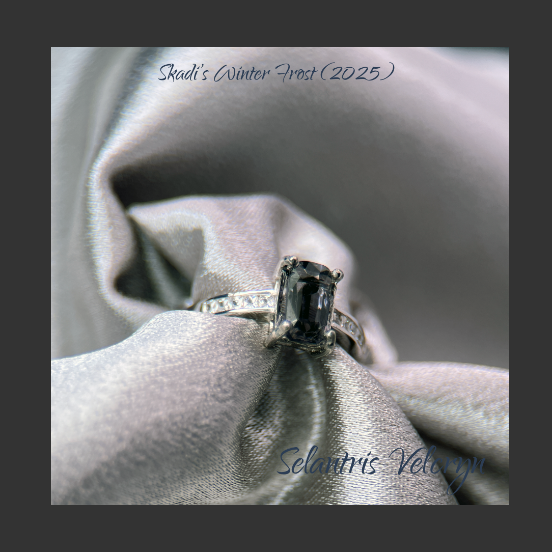 Shadow Guardian – 1.38ct Dark Purple Grey Spinel Adjustable Ring | Skadi’s Winter Frost