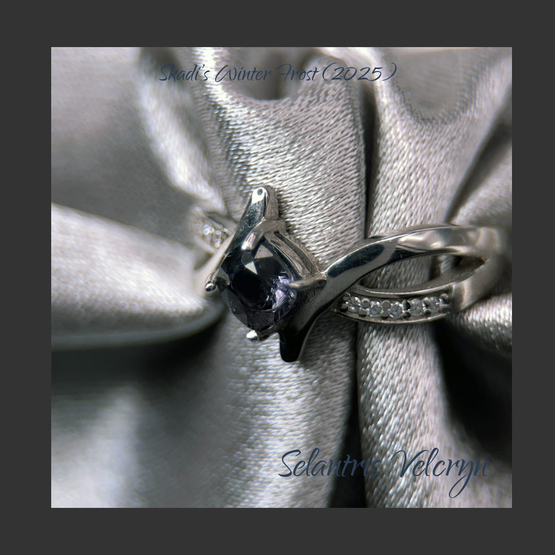 Twilight Edge – .70ct Grey Spinel 5mm Infinity Twist Ring | Skadi’s Winter Frost