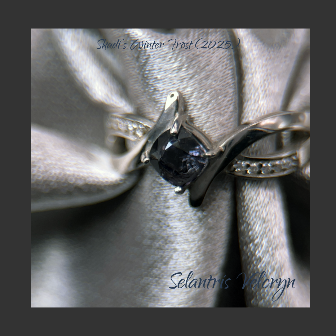 Twilight Edge – .70ct Grey Spinel 5mm Infinity Twist Ring | Skadi’s Winter Frost