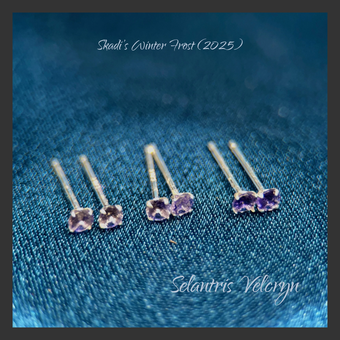 Iolite 3mm Purple Blue Stud Earrings | Skadi's Winter Frost