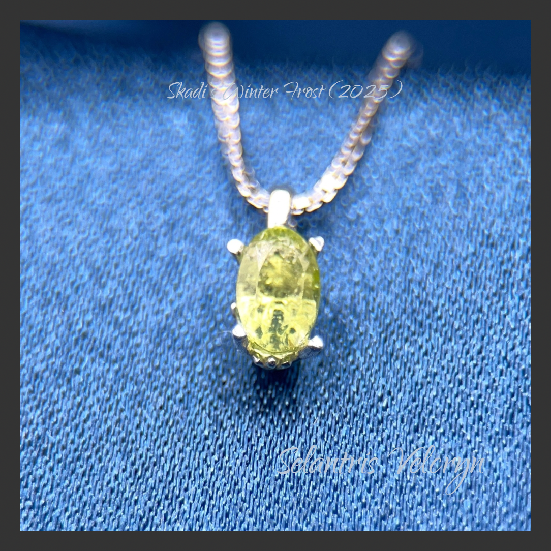 Frosted Resilience | Parrot Green Peridot Set 1.62 ct Sterling Silver Set | Skadi's Winter Frost