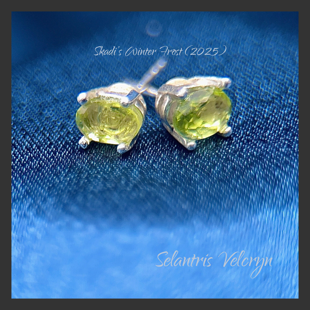 Frosted Resilience | Parrot Green Peridot Set 1.62 ct Sterling Silver Set | Skadi's Winter Frost