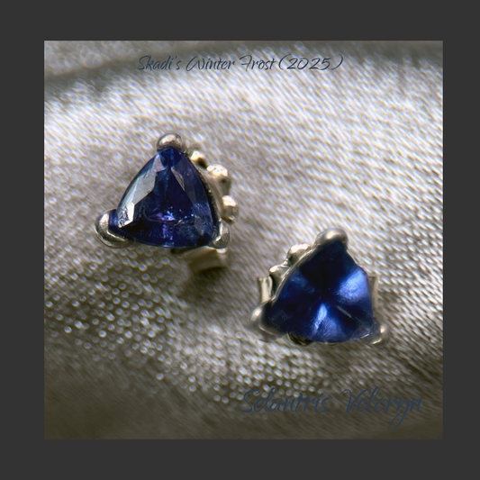 Frosted Vision – 1.0ct Blue Tanzanite Trilliant Stud Earrings | Skadi’s Winter Frost