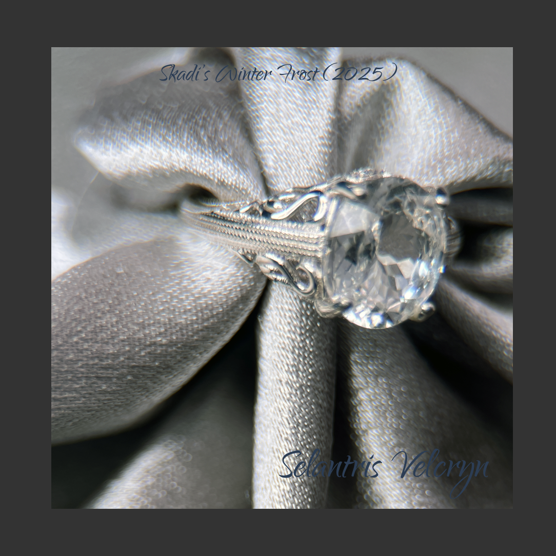 Frosted Precision – 3.65ct White Topaz Oval Art Deco Ring | Skadi’s Winter Frost